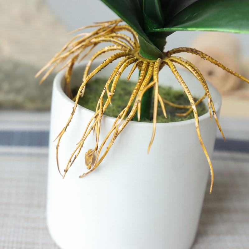 PU Phalaenopsis Orchid Leaves for Wedding and Home Decor - Realistic Fake Green Plants In Potted Flower Arrangement