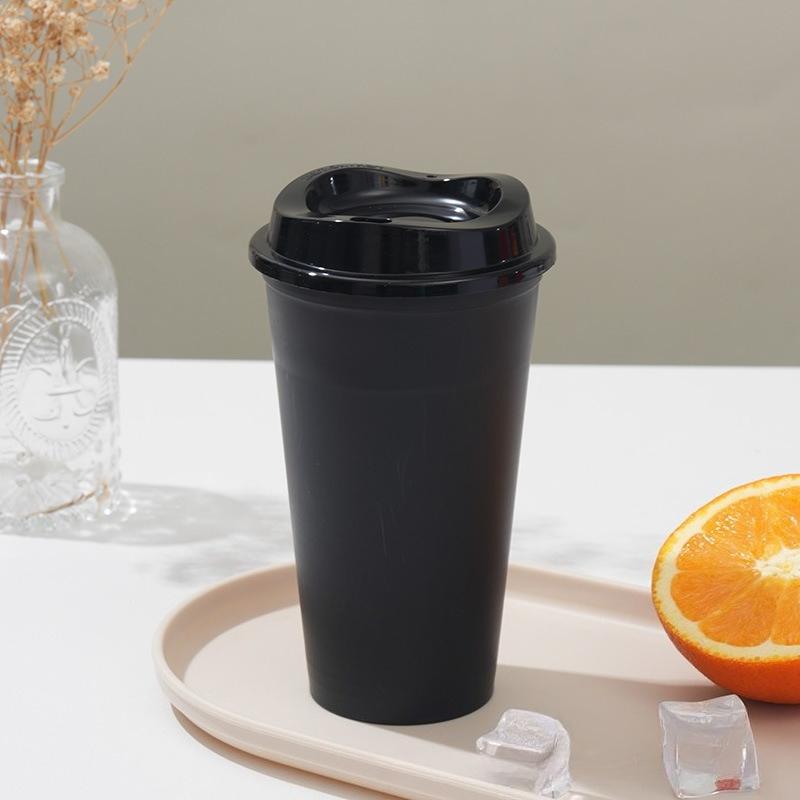 5pcs Plastic Coffee Cup 475ml Single-layer PP Material Cola Cup with Lid Leak-proof Portable Cold Drink Packging Cup Milk Tea Shop Packaged Cup