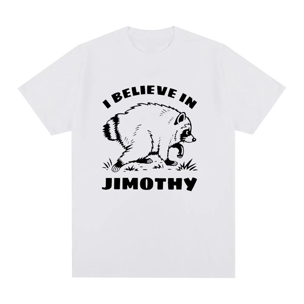 Je Crois en Jimothy T-shirt Jimothy Raton Laveur Dessin Animé Imprimé T-shirt Pur Coton T-shirts Été Femmes Hommes Col Rond Manches Courtes Y2K Tee Décontracté