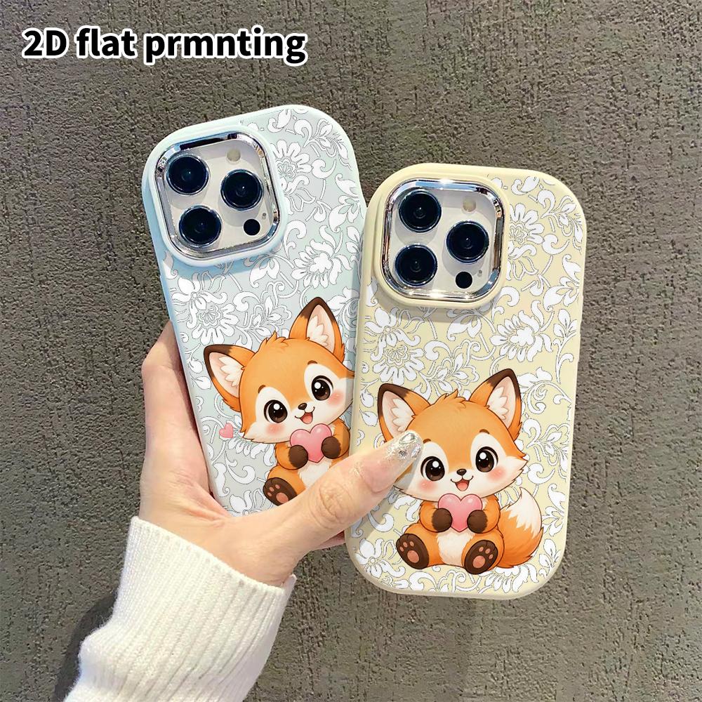 Phone Case: 2D Flat Design Suitable for iPhone 18 17 16 15 14 13 Pro Protective Case, Couple Style, Cute Little Heart Fox, Christmas and Halloween Gif