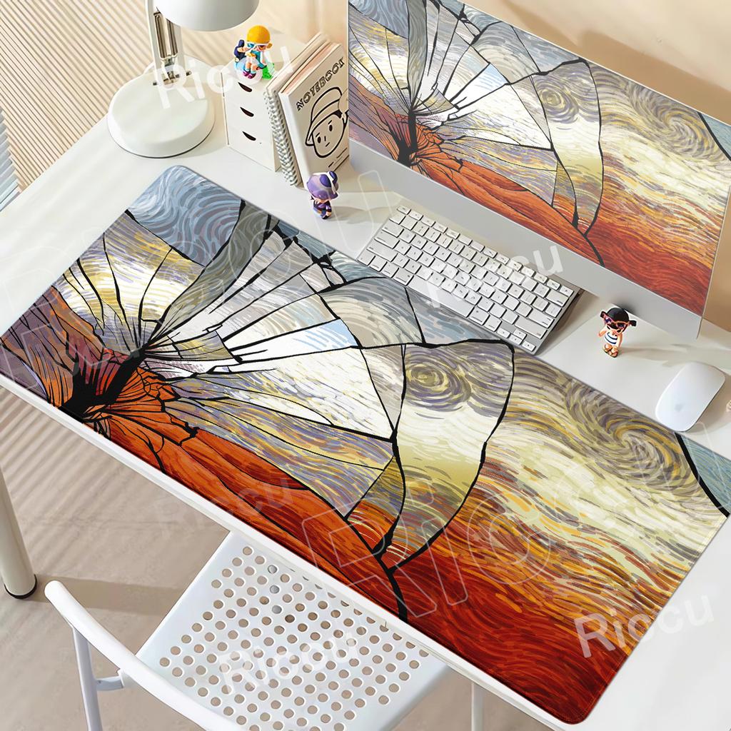 Van Gogh's Oil Painting Mouse Pad Starry Night Large Rubber XXL PC Desk Accessories Mousepad for Office&Gamer Keyboard Decor Mat