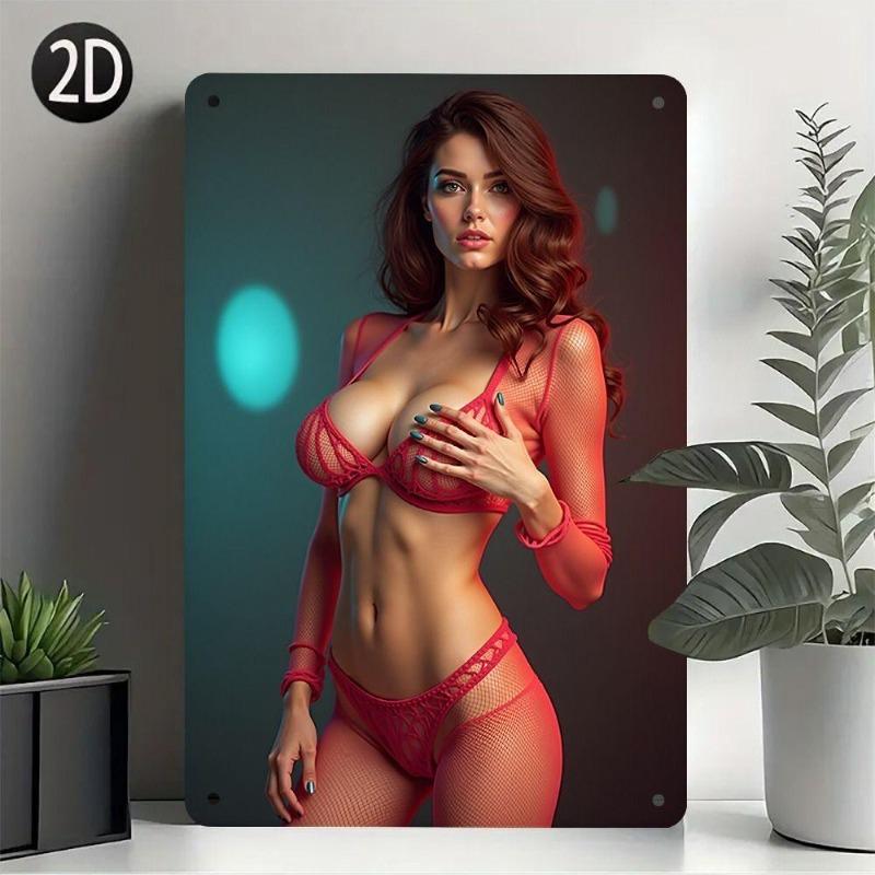 Pin-Up Girl Tin Plates, Garage Workshop Metal Decor 20x30cm