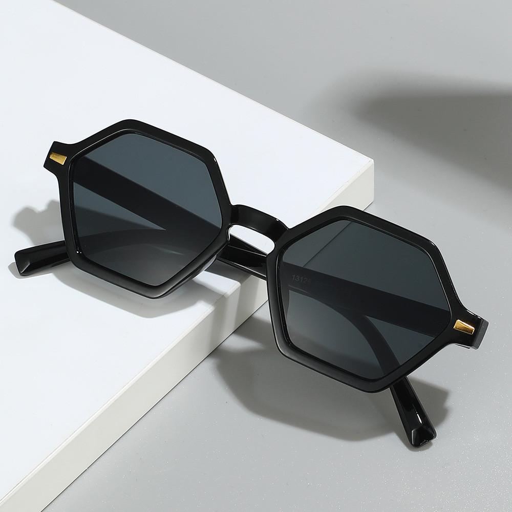 Vintage Sechseckige Kleine Rahmen Sonnenbrille Hip-Hop Stil Uv400 Nieten Dekoration Shades Leopard Blau Gläser Für Frauen & Männer