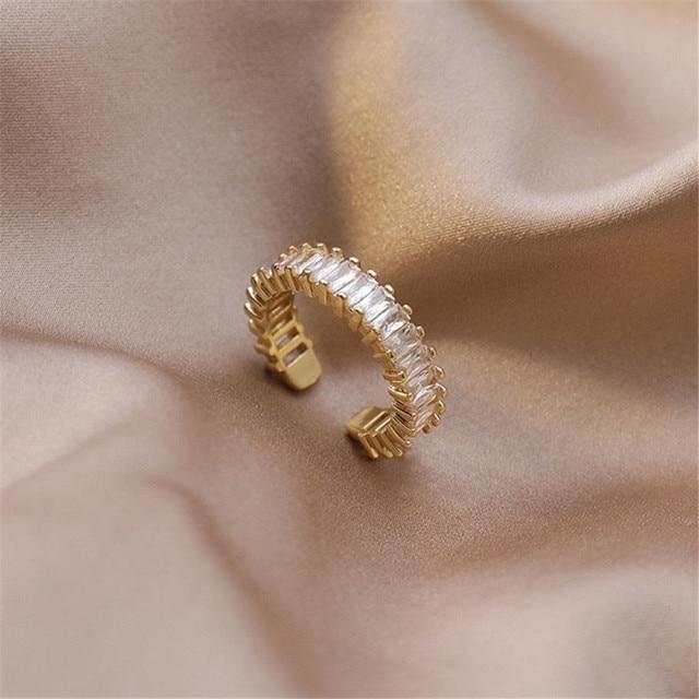 Hip Hop Rock Gold Color Chain Rings Set Girls Punk Geometric Sleek Minimalist Finger Rings Women Trend Jewelry Accessories Celebration Party Event