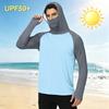 Men's Outdoor Hooded Long Sleeve Sun Protection Shirt Lightweight Breathable Quick Dry Sports Top for Hiking Camping Fishing