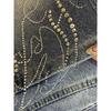 ZYLLO Letter Hot Diamonds High Waited Jeans Woman Street Fashion Baggy Jeans Women Clothing Casual Versatile Pants Women
