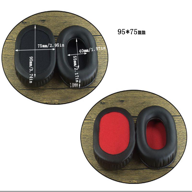 2PCS Square Oval Headphone Earpads Soft Leather Memory Foam Ear Cushion Cover