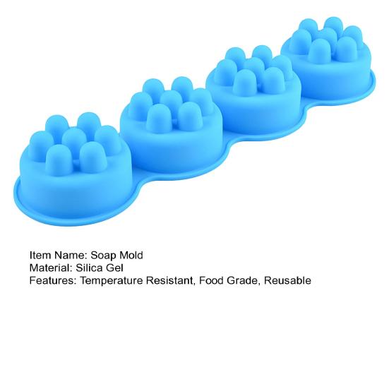 Cake Mold 4 Grids Reusable Non-stick Temperature Resistant DIY Round Silicone Massage Soap Mold Household Supplies