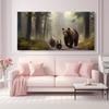 Modern Forest Bears Canvas Wall Art Frameless Wildlife Painting, Landscape Decor for Living Room, Bedroom, Office Home Decor