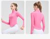 NUF Women's Autumn/Winter Nude-Feel Stand-Collar Half-Zip Yoga T-Shirt - Waist-Slimming Long-Sleeve Fitness Top