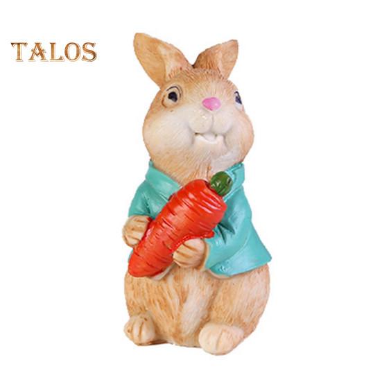 

1/2 шт., пасхальная фигурка кролика, держащая красочное яйцо, морковка, статуэтка кролика из смолы, скульптура животного, домашний офис, книжная полка, украшение для рабочего стола, орнамент A