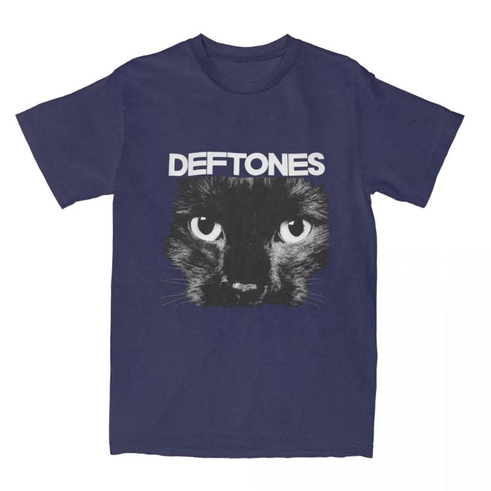 Harajuku TShirt DDeftones Black Cat Cotton T Shirts Music Band Trendy Tshirt for Mens Women Beach Aesthetic Short Sleeve Tees