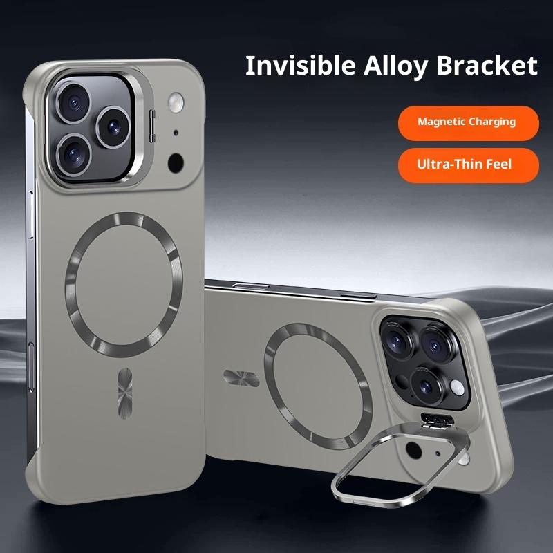 

Lens Holder Frameless Magnetic Case For iPhone 17 Air 16 15 14 Pro Max For Magsafe Solid Color Ultra Thin Skin Feel PC Cover iPhone 14