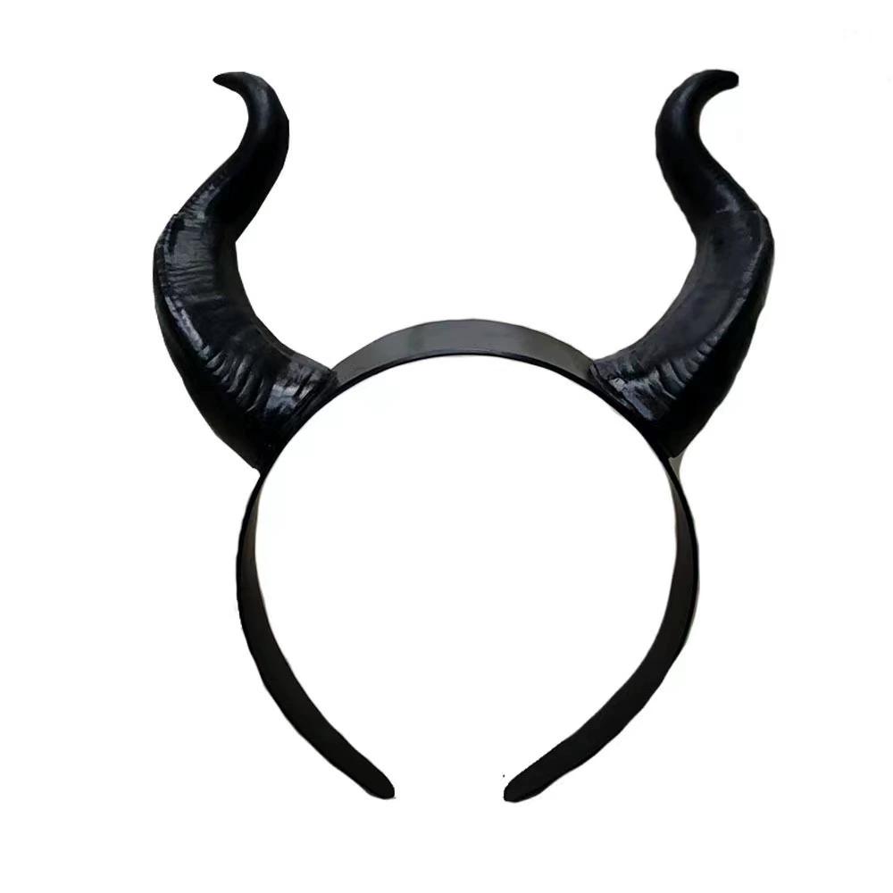 Černá Démonická Čelenka s Rohy Cosplay Pokrývka Hlavy Gotická Zvířecí Ovčí Čertovské Rohy Čelenka Halloween Karnevalová Párty Kostým Rekvizity