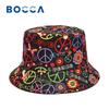Bocca Peace And Love Bucket Hat Graffiti Pattern FisherUnisex Hats Double Sides Panama Cap For Unisex And Women Vacation Outdoor Sun
