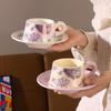 French Style Ceramic Coffee Mug and Saucer Set
