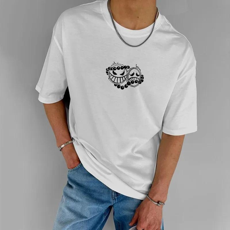 2026 ONE PIECE T-Shirt Unisex Ace Giappone Anime Estate Larga Casual Puro Cotone Y2k Harajuku Manica Corta Hip Hop Streetwear T-shirt Oversize