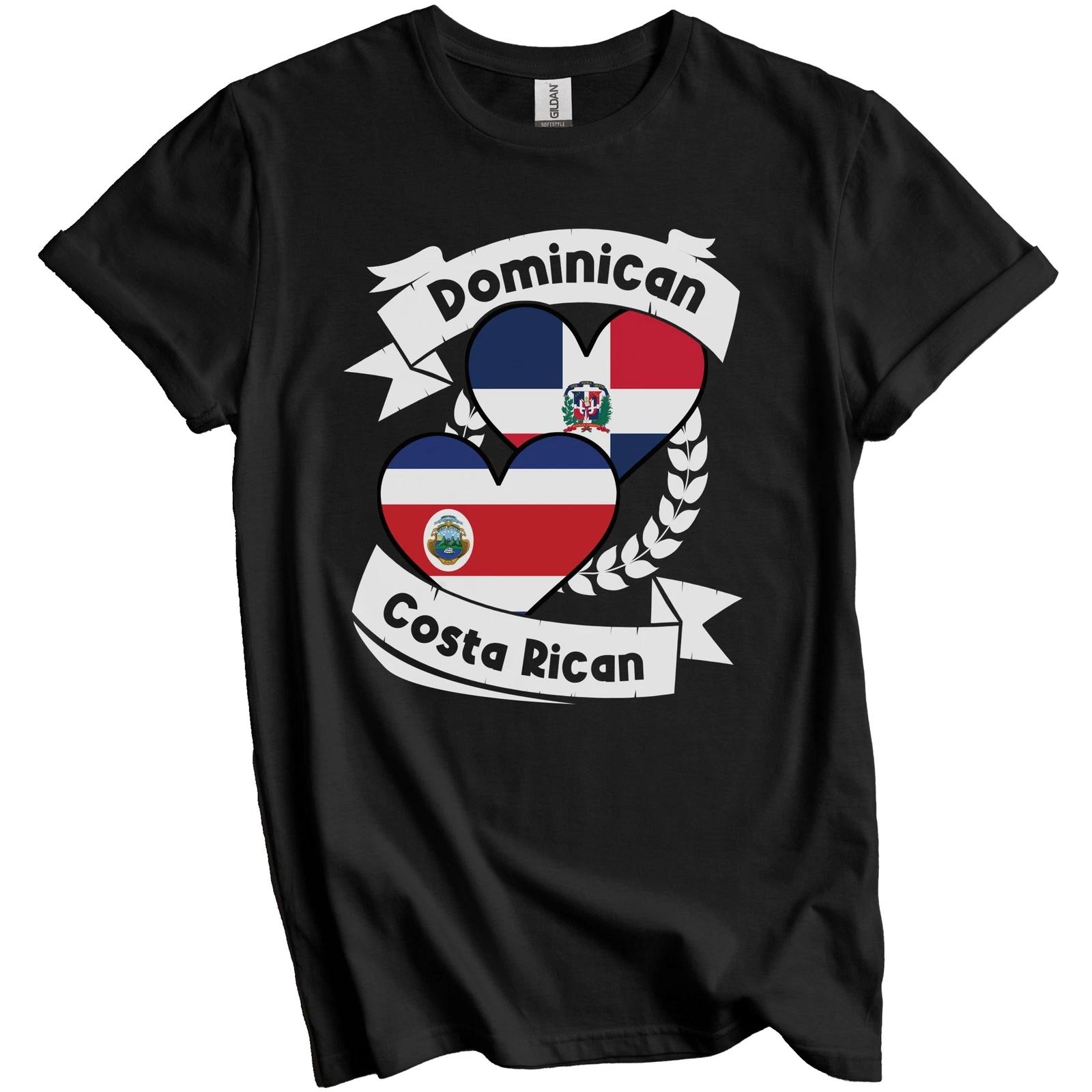 Dominican Costa Rican Heart Flags Dominican Republic Costa Rica T-Shirt 2XL