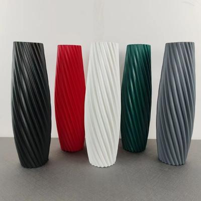 Vase à Fleurs en Plastique à Rayures Couleur Unie Arrangement Floral Pot de Fleurs Ornement de Salon