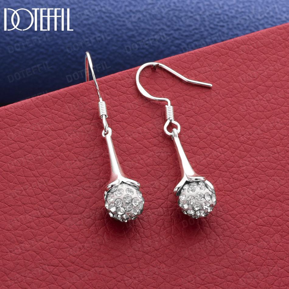 925 Sterling Silver AAA Zircon Pendant Earrings - Exquisite Gift Jewelry 8MM