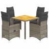 vidaXL Garden Bistro Set 5 Pcs Cushions Gray Poly Rattan