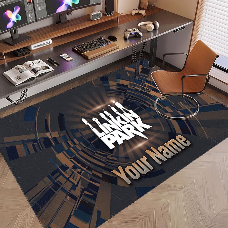 Custom Rug Linkin Park Pattern Print Name Text Soft Non‑Slip Floor Carpet for Home Indoor Decoration