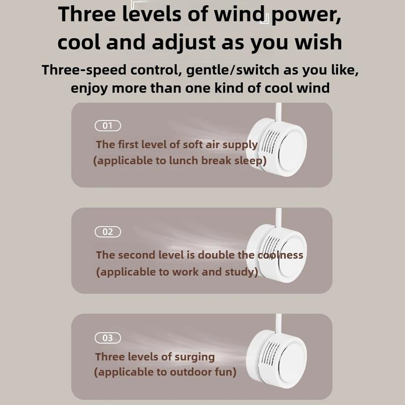 Portable Neck Fan Foldable Mini USB Fan Rechargeable 1600mah Cooling Wind Fans Personal Silent Neckfan for Sports New 2026