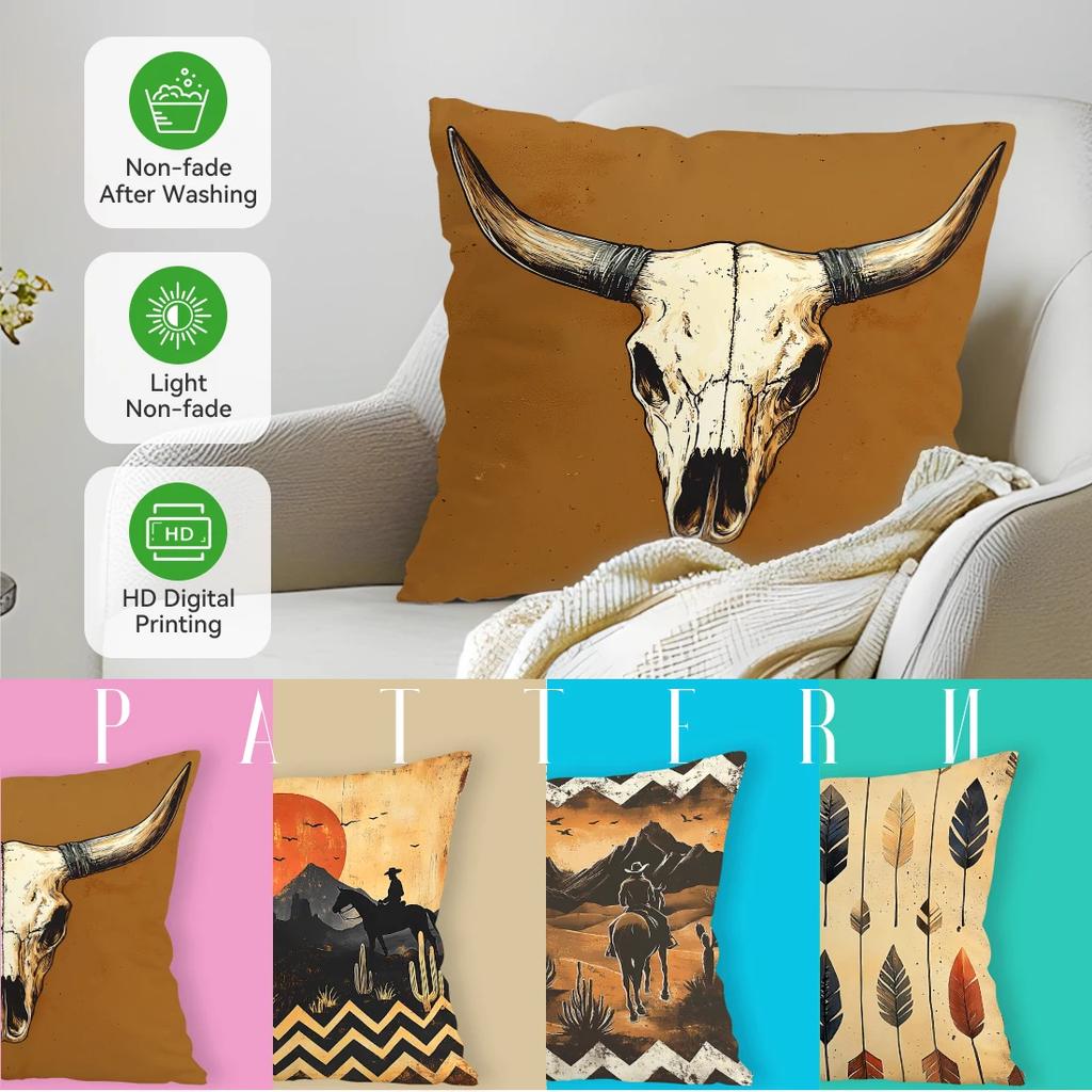 Western Cowboy Cushions Pillowcase Printed Polyester 45x45cm Throw Pillow Cover Decorative Sofa Cushions Pillowslip Home Decor