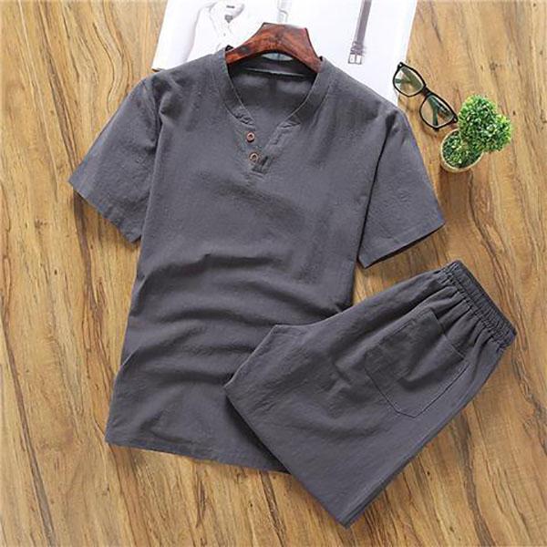 Spring Autumn Linen Suit Men's Long-sleeved Trousers Breathable Men's Casual Summer Cotton Linen Two-piece Suit
