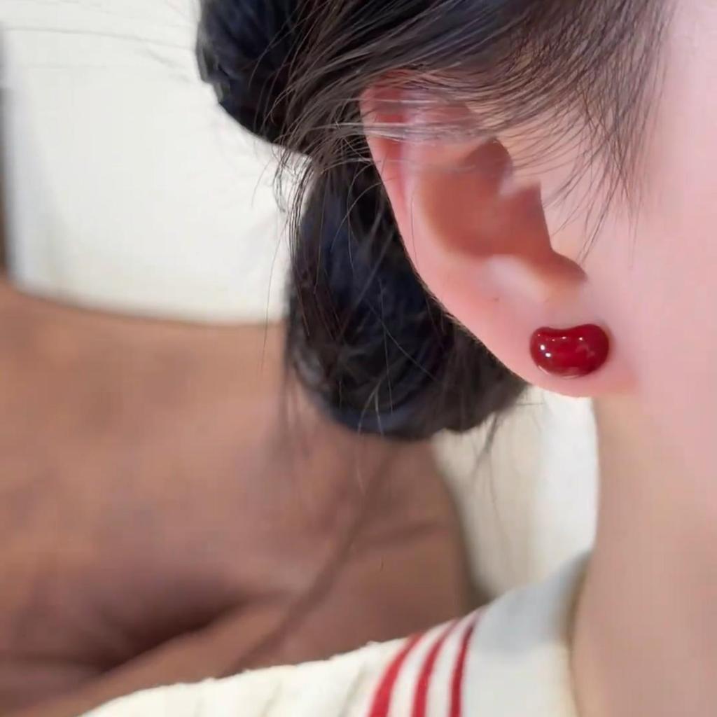Ankela Red Enamel Drip Stud Earrings for Women - Unique, Early Autumn Design.