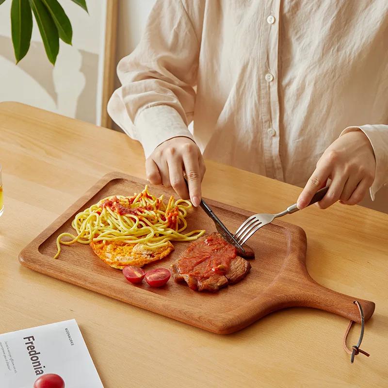 1PC Solid wood steak plate Japanese wooden pizza plate steak board tableware Western food set plate