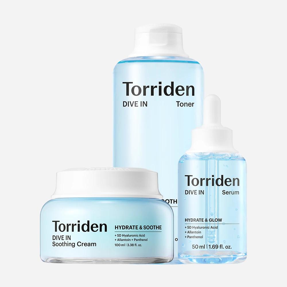 [NEW] [3-Piece Set] Torriden Dive-in Low Molecular Hyaluronic Acid Serum 50ml + Toner 300ml + Soothing Cream 100ml