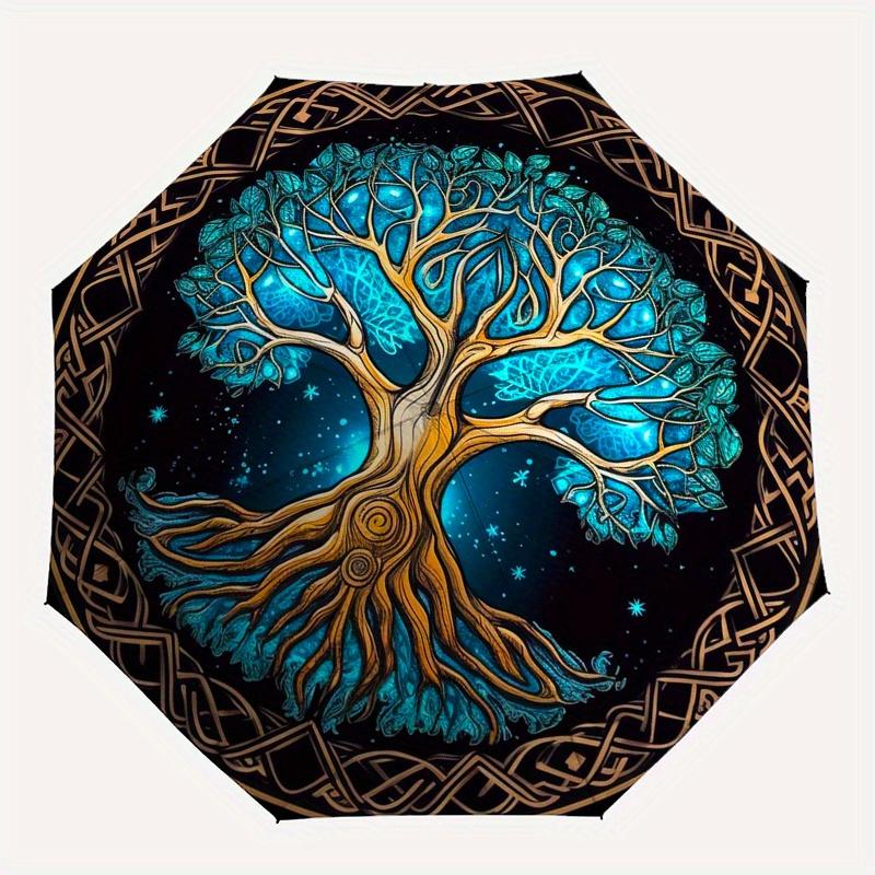 "Enchanted Tree of Life Wall Art: Mystical Decor for Your Space"Umbrella, Portable 3-Fold Compact Umbrella for Men & Women ES11
