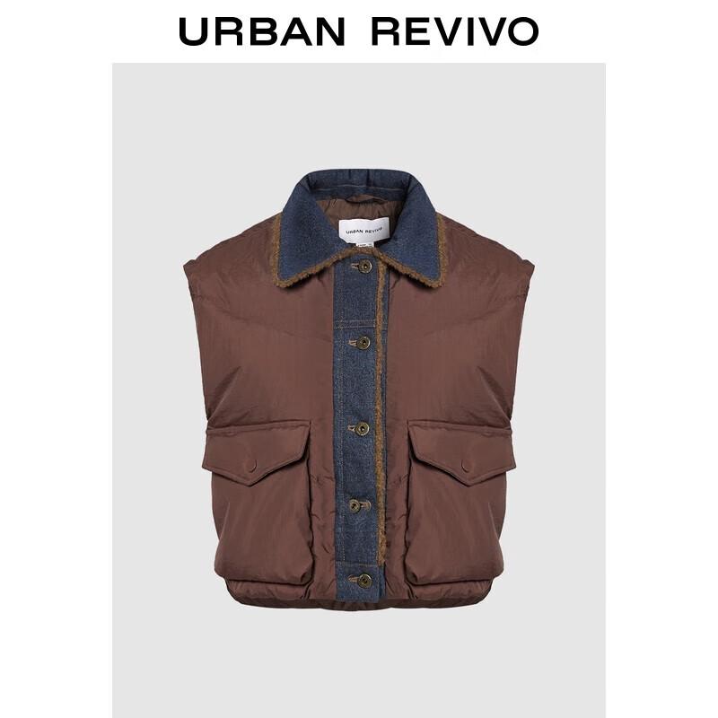 

UR Women s Retro Patchwork Lapel Down Vest S