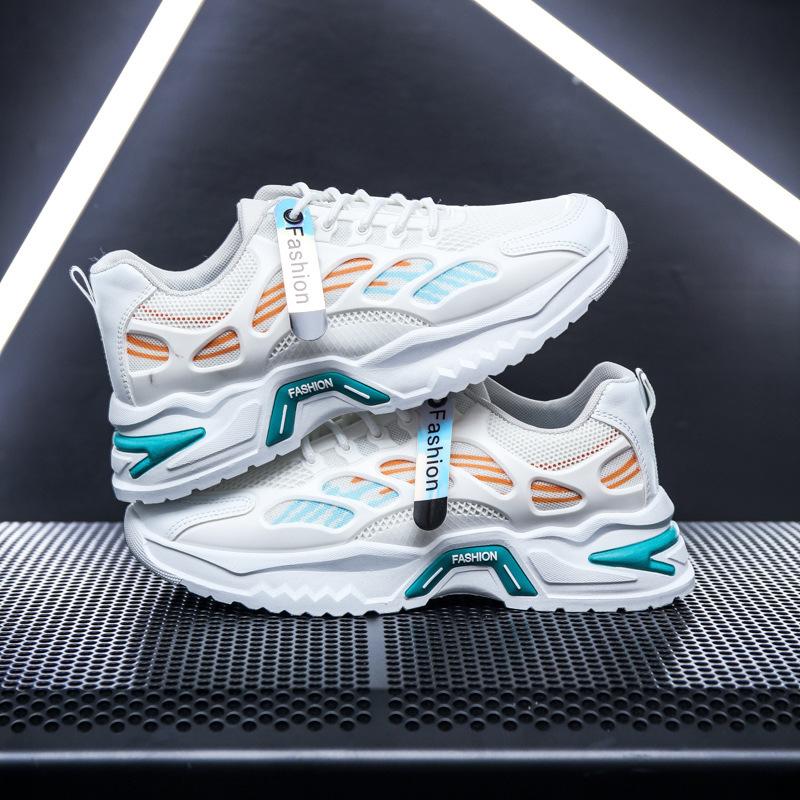 Autumn men's shoes new breathable mesh sports shoes men's trend versatile platform white shoes casual dad trendy shoes