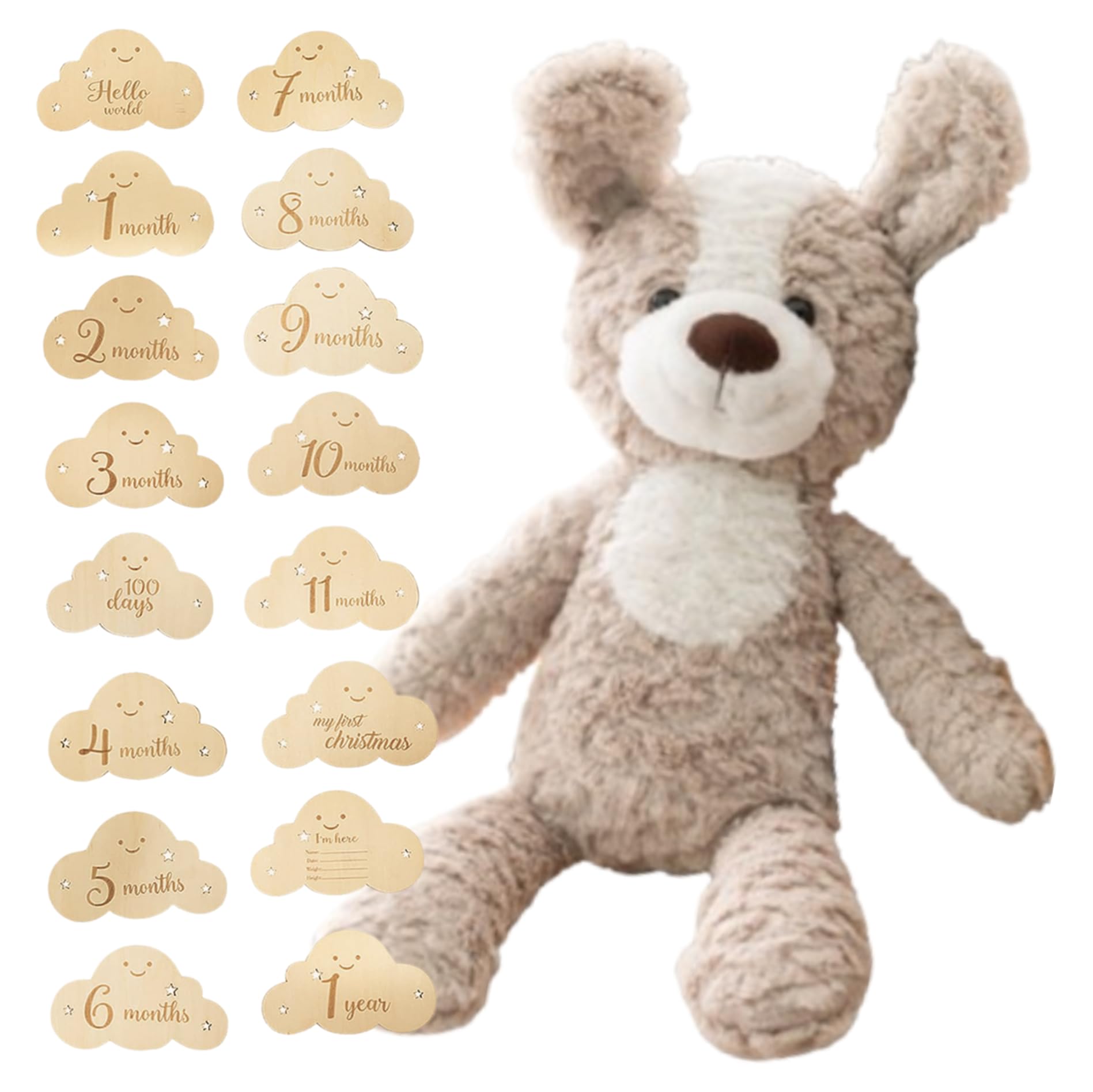 

MIHI Stuffed Wooden Monthly Card Set Food Sanitation Law Compliant First Letter Age Baby Newborn Photo (Cloud Type) [Authentic Product, Product]