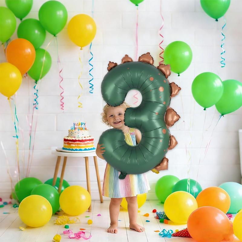 40Inch Giant Dinosaur Number Balloons Boy Girl Jungle Birthday Party Decoration Kids 1st Birthday Cartoon Foil Balloon Supplies