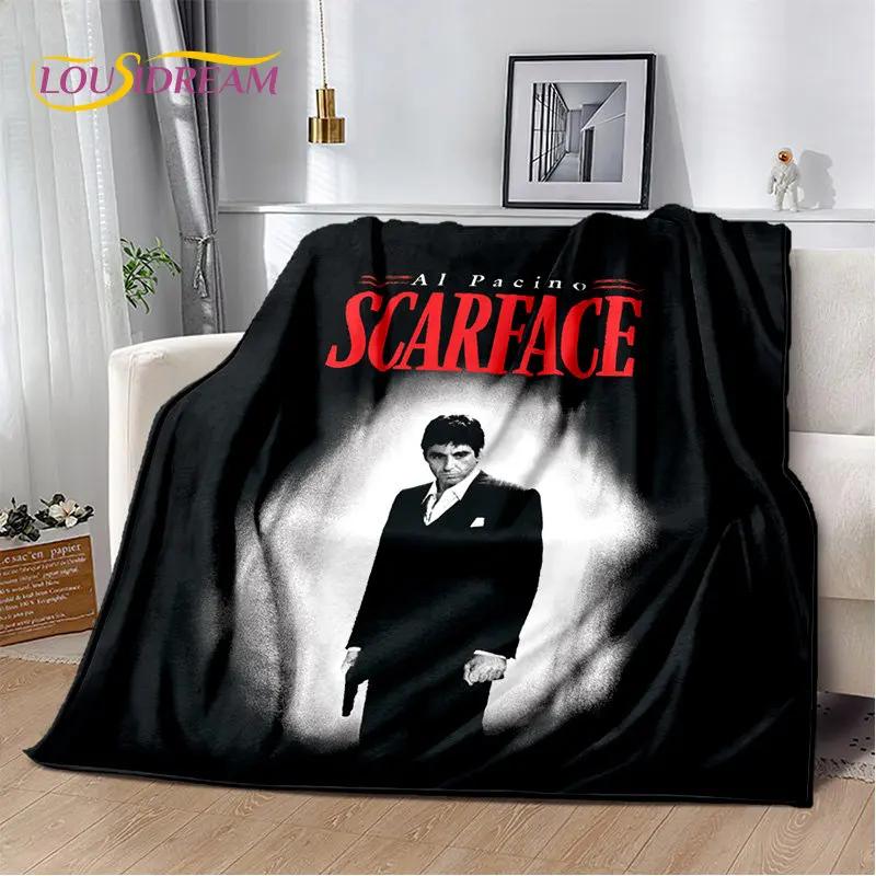 Film Scarface Tony 3D-Druck Weiche Plüschdecke, Flanelldecke Überwurfdecke für Wohnzimmer Schlafzimmer Bett Sofa Picknick Abdeckung