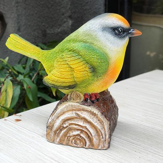 Bird Ornament with Light-Triggered Bird Sound Lifelike Look Decorative Bird Sculpture Garden Courtyard Decor