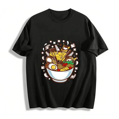 Funny Work Tools Ramen Graphic Print Short Sleeve Tee Pure Cotton T-shirt