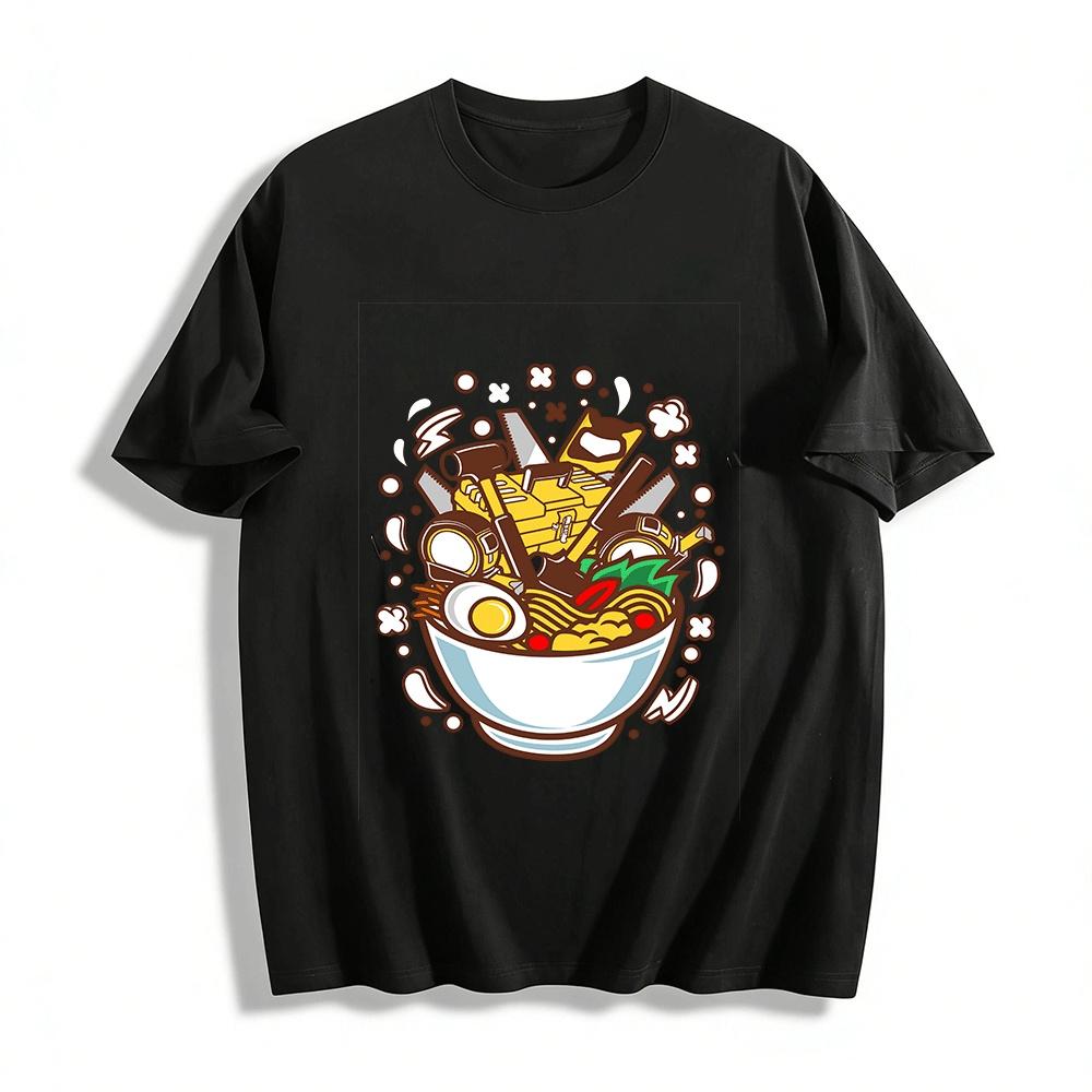 

Funny Work Tools Ramen Graphic Print Short Sleeve Tee Pure cotton T-shirt XXS