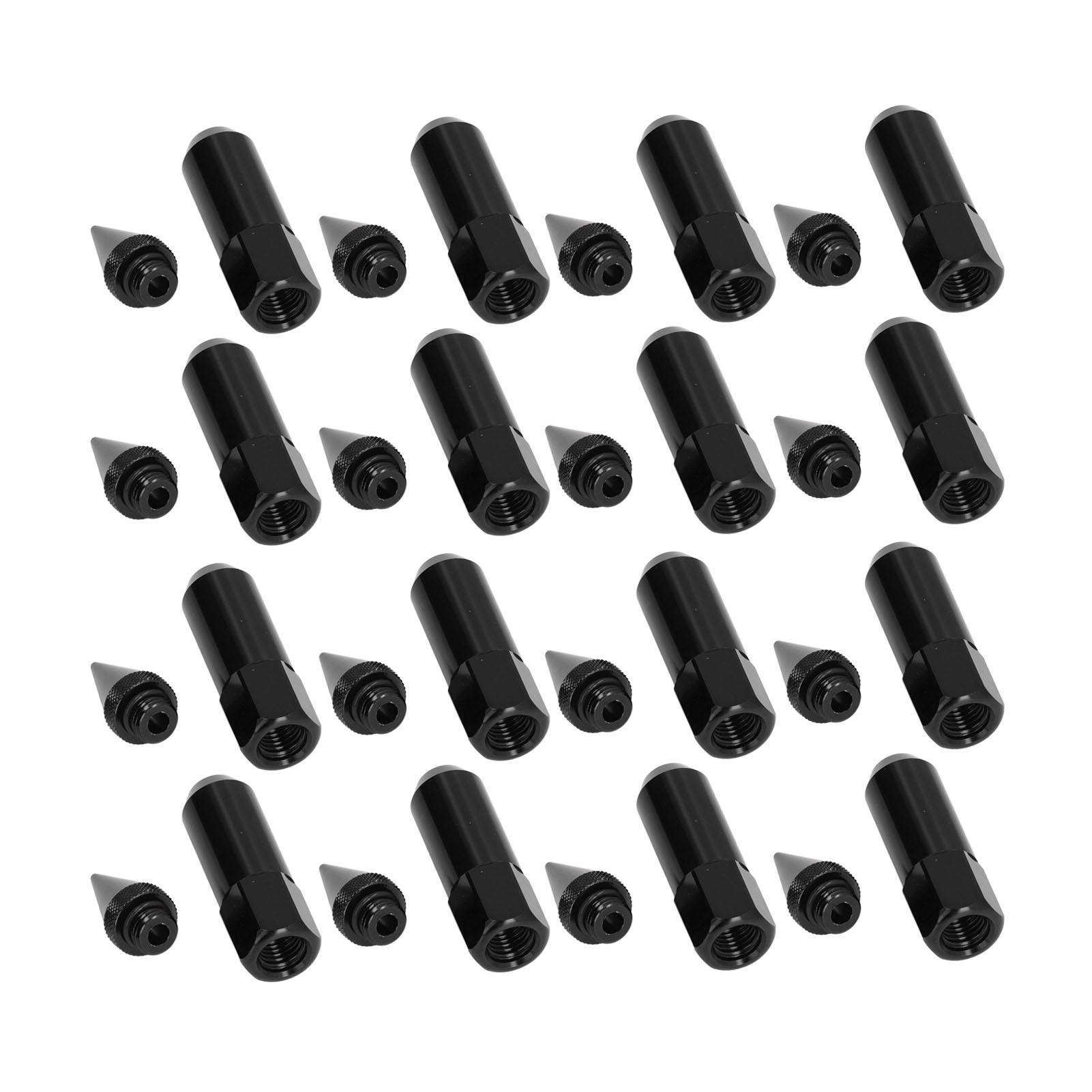 

20pcs Universal M12x1.5 Racing Wheels Rims Lug Nuts 90mm Aluminium Alloy Spiked Nuts with Socket KeyBlack чёрный