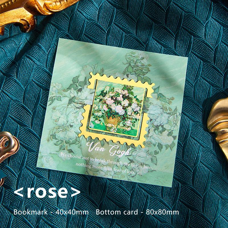 

Винтажная картина Ван Гога Золотая металлическая закладка Квадратная Волнистый край Форма закладки Для писателей Учителей Друзей Любителей книг Подарки