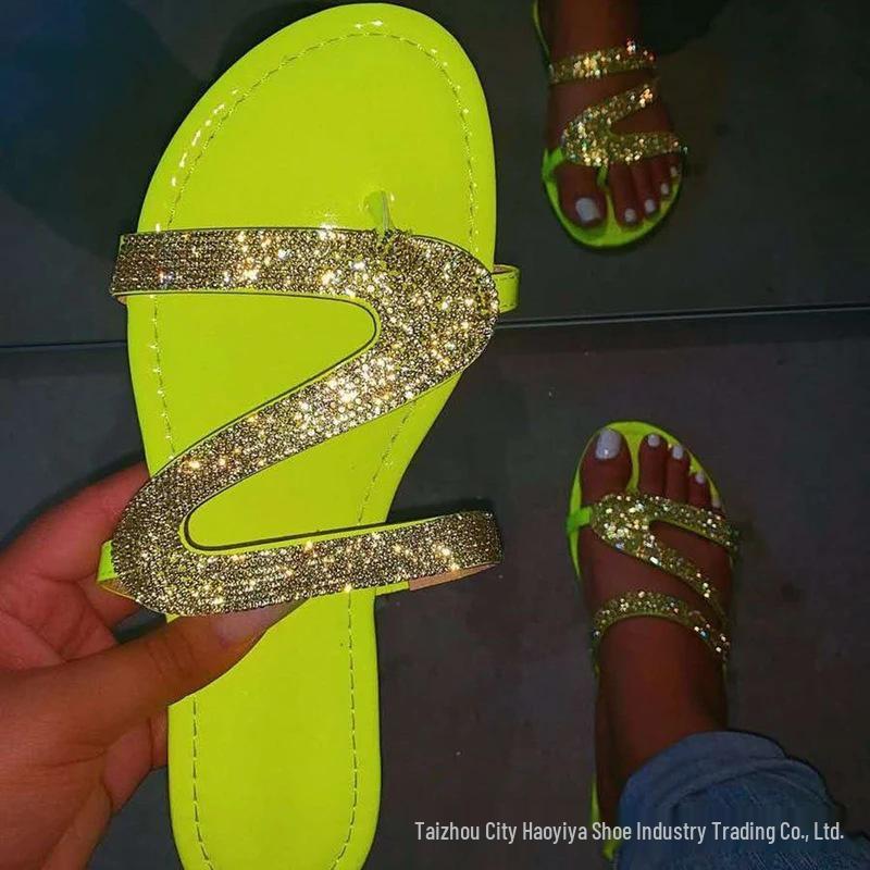 Women's Rhinestone One-Strap Flats