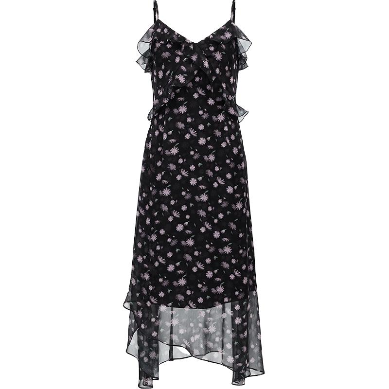 

VEROMODA 2025 Summer Ruffled V-Neck Printed Camisole Dress L