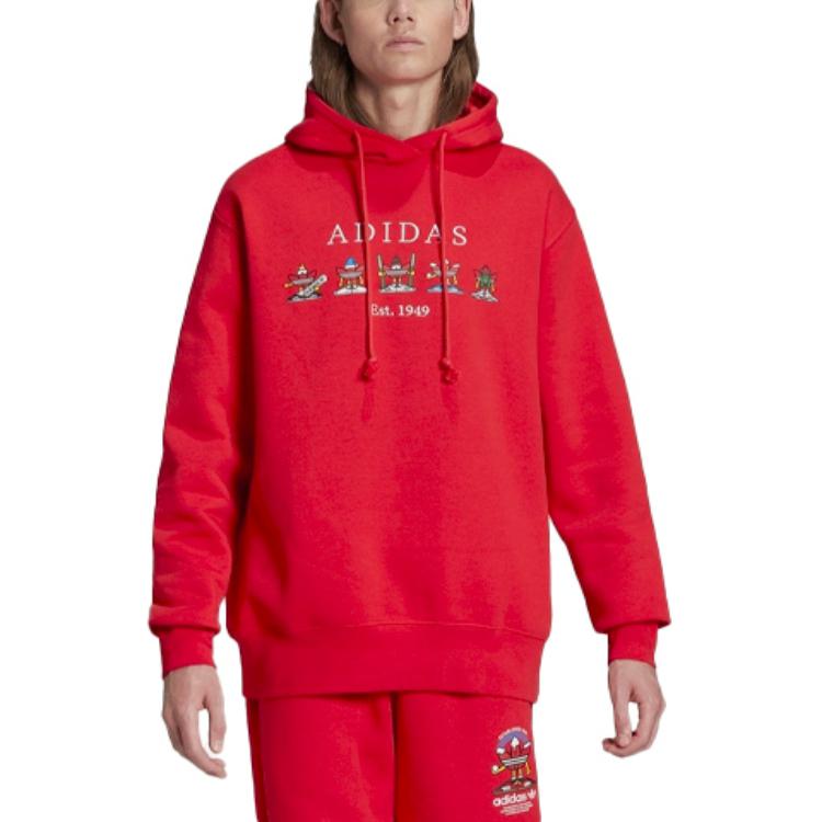 Adidas Originals Sweatshirts Unisex Red Hooded Moderate HK7446