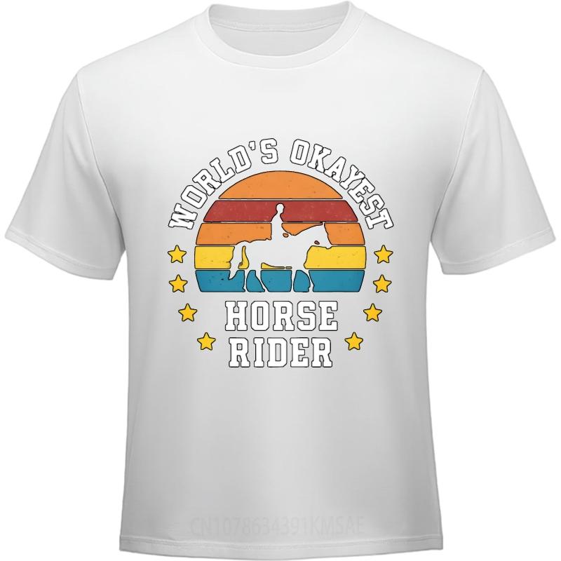 Vintage Tshirt Minimalist Tshirt Adult Unisex Round Neck Tshirt Casual Worlds Okayest Horse Rider Sunset Design Cool Boys Tops