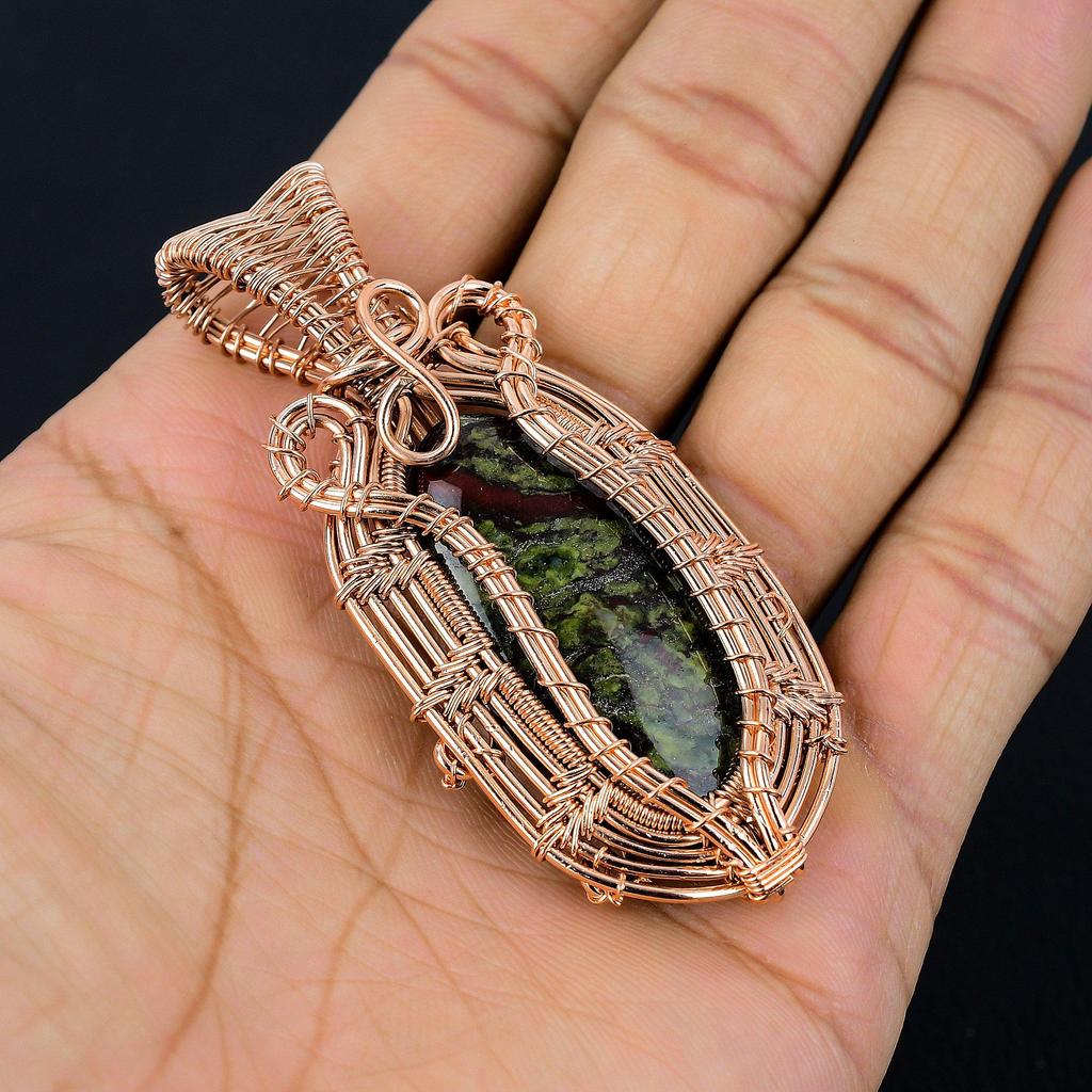 Dragon Blood Jasper 999 Copper Wire Wrapped Pendant, Handmade Gemstone Pendant Jewelry, Gifts For Wife Brand New Pendant