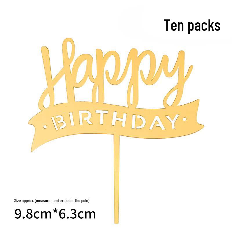 50 Stück Goldene Acryl-Kuchenstecker - Geburtstag, Festival, Muttertagsfeier