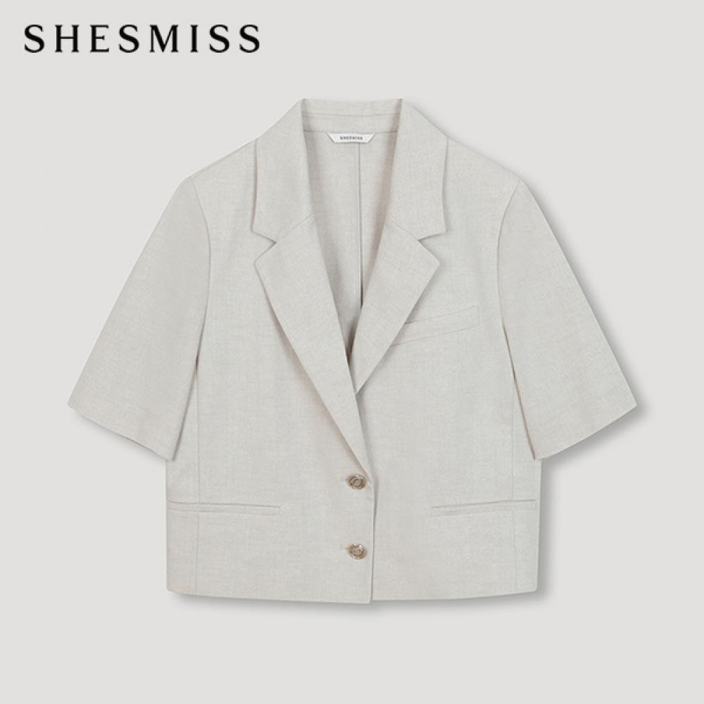 

She S miSS Herringbone Short Sleeve Jacket Swwjkn22090 Me MELANGE BEIGE/55